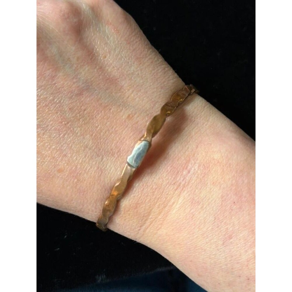 Copper-Tone Twisted Cuff Bracelet, Silver Accent